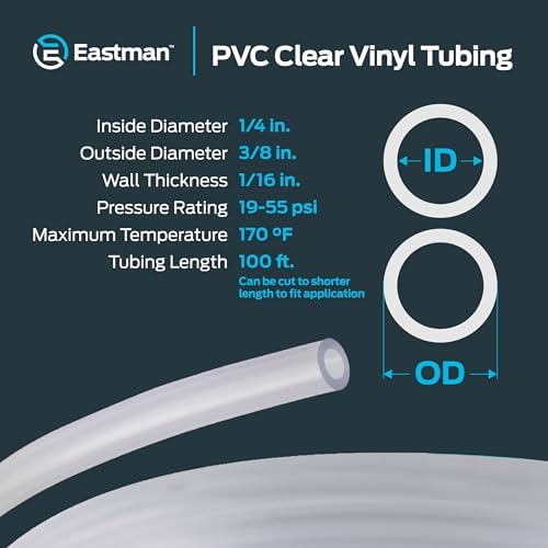 Eastman 1/4 Inch ID (3/8 Inch OD) PVC Clear Vinyl Tubing, 100 Foot Length, 98618 (Pack of 4) - Image 4