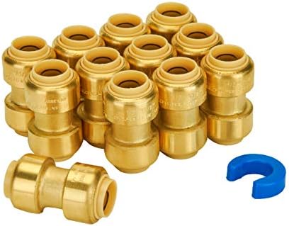 SUNGATOR 1/2 Inch Coupling, Push Pex Fittings 1/2 Inch, Brass, 12-Pack by SUNGATOR