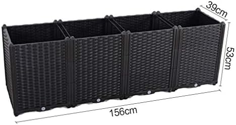 Hershii Plastic Raised Garden Bed Planter Kit DIY Indoor Outdoor Rectangular Vegetable Herb Flowers Planting Extra Deep Container Box Gardening Decoration Gift for Patios, Lawn, Yard, Porch - Black - Image 2
