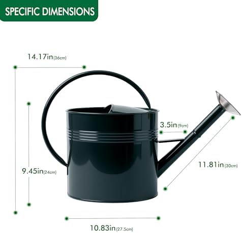 2.5 Gallon Dark Green Metal Watering Can, Galvanized Watering Can for Outdoor Indoor Plants, Large Water Can for Plants and Garden Flower, Pure Color - Image 2