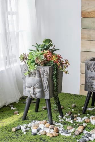 Statue Planter, 22 Inch, Black and Grey by Noeko