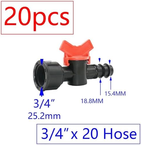 20pcs Drip Irrigation Valve 4/7 3/8/10/12/16/20 /25mm Pipe Garden Tap 1/2" 3/4" Male Thread Water Hose Barb Connector(W) - Image 2