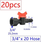 20pcs Drip Irrigation Valve 4/7 3/8/10/12/16/20 /25mm Pipe Garden Tap 1/2" 3/4" Male Thread Water Hose Barb Connector(W) - Image 2
