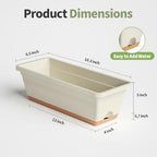 Window Box Planter, 6 Pack Plastic Vegetable Flower Window Planters Boxes 16 Inches Rectangular Flower Pots with Drainage Holes and Saucers (White) - Image 2