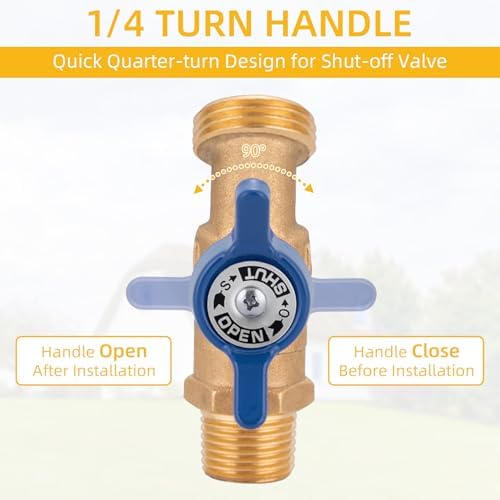 12 Pack Hose Bibb Brass Water Spigot, 3/4" Male NPT Inlet x 3/4" Male GHT Threaded Garden Hose Outlet Connector, 1/4-Turn Sillcock Hose Bibb Valve (3/4" x 3/4", Blue) - Image 6