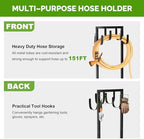 Heavy-Duty Garden Hose Holder with Stable Base and Tool Hooks, GAVISCITY Freestanding Metal Hose Hanger Garden Hose Storage Holds 151Ft Hose, Rustproof Water Hose Holder for Outside Yard Lawn, Black - Image 5