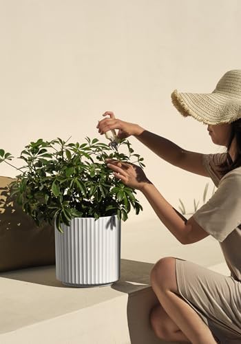Veradek Demi Series Round Planter for Porch, Patio, Backyard | Durable Plastic-Concrete Material | Modern Décor for Tall Plants, Flowers - Image 5