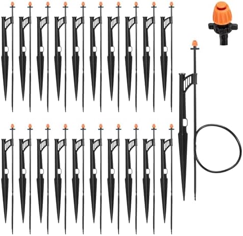 20 Sets 180° Drip Irrigation Micro Sprinkler Heads with 13" Stake by FULAIERGD