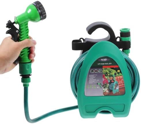 Portable Wall Mounted Hose Reel Set with Adjustable Nozzle for Garden - Image 3