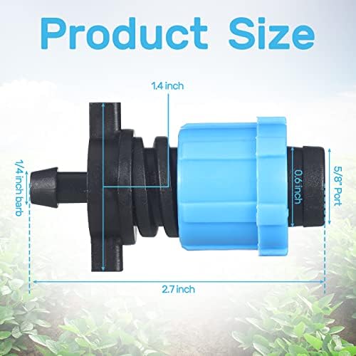 Frienda 100 Pcs Drip Tape Connector Fittings 1/4" Barb to 5/8" Tubing, Blue - Image 2