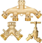 3/4 Inch 2/4-Way Brass Garden Hose Splitter Garden Tap Y-Type Watering Connector Distributor for Outdoor Faucet for Water Faucet & Spigot(Y-Type-EU) - Image 2