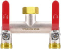 2 Way Hose Splitter, 3/4" GHT Brass Garden Hose Splitter (Red) by Yayamz