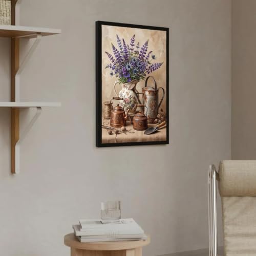 Purple Wildflowers Copper Kettle Art (Black Framed,20x30inch) - Image 2