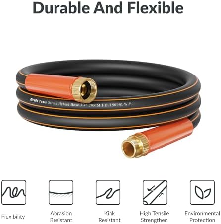 Giraffe Tools Garden Hose 50ft x 3/4" and Garden Hose Holder with 4 Spikes Holds 150FT, Freestanding - Image 3