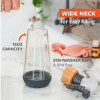 Full Circle 16oz Glass Spray Bottles, Green & Gray, Stream & Mist Modes, Bamboo Accents, Silicone Boot, Refillable - Image 6