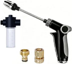 Garden Hose Sprayer Gun, 360° Rotatable Head, Detachable Foam Bottle, 3 Spray Modes, Plastic Body with Brass Connectors, Universal Standard Hose Fit, Great for Garden Watering & Household Car Washing by Unknown