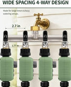 4-Way Garden Hose Splitter, Heavy-Duty Brass, 3/4" GHT, Black - Image 3