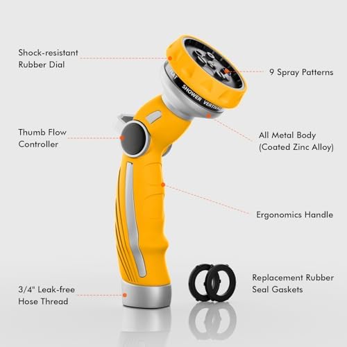 RESTMO Hose Nozzle Heavy Duty, Metal Water Hose Sprayer for Garden - Image 2