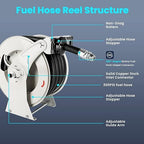 Fuel Hose Reel 1" x 33Ft, Retractable Ratchet Reel with Fueling Nozzle - Image 2
