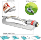 Eden 96218 Heavy Duty Turbo Oscillating Sprinkler, 18 Brass Nozzles, Weighted Aluminum Base, Adjustable Range, Quick Connect Bundle, Silver, Red, Black, Covers Up to 3,700 sq. ft. (Pack of 12) - Image 3
