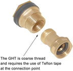 Joywayus 3/4"GHT Female x 1"NPT Male Brass Bulkhead Water Tank Connector & Garden Hose Shut Off Valve Kit with Rubber Washers and Teflon Tape (Pack of 2) - Image 4