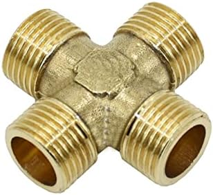 Garden Plumbing Hose Adapter 1/2 Inch 4-way Cross Joint Brass Pipe Fittings Copper Cross Manifold Water Pipe Joint 1 Piece (Color : 1I2) - Image 3