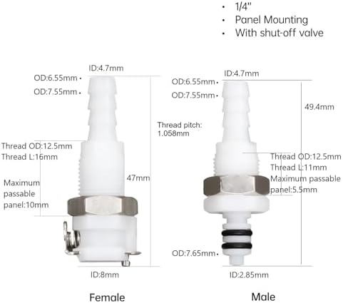 2Pcs 1/4" Plastic Panel Mounting Hose Barb Quick Connector Coupling - Image 2