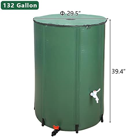 Collapsible Rain Barrel,Portable Water Storage Tank to Collect Rainwater from Gutter,Rainwater Collection System Downspout,Water Storage Tank Container with Filter Spigot Overflow(Green,132 Gallon) - Image 2