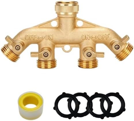 3/4 Inch 2/4-Way Brass Garden Hose Splitter Tap Y-Type Watering Connector Distributor for Outdoor Faucet(4wayEU) by Unknown