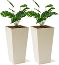 XBrand Modern 30-Inch Tall Square Planter, Tapered Design for Indoor & Outdoor Use, Patio Decor, Set of 2, White by XBrandHomeGarden