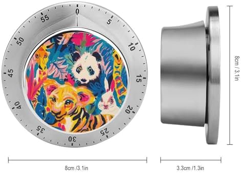 Mechanical Kitchen Timers for Cooking,Tropical Animal Pattern Printed 60 Minute Magnetic Countdown Timer,Cute Cooking Timers with Alarm,Stainless Steel Time Timer Manual No Batteries Required - Image 2