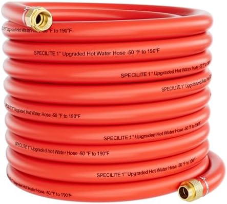SPECILITE 1" x 75FT Hot/Cold Rubber Garden Water Hose, -50℉-190℉, Red by SPECILITE