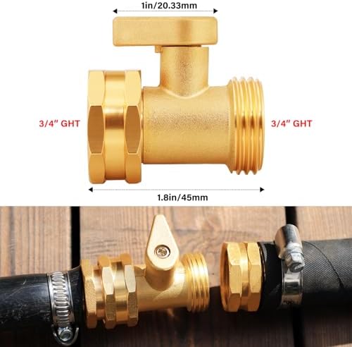UNWAVER Garden Hose Shut Off Valve,3/4" GHT Brass Water Ball Valve-10Pcs - Image 2