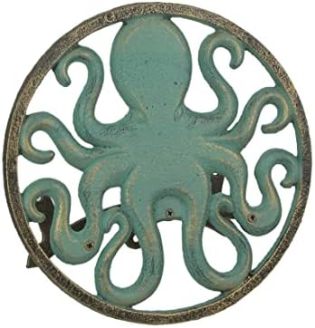 Zeckos Octopus Garden Hose Holder, 12 Inch Verdigris Cast Iron Wall Mount by Zeckos