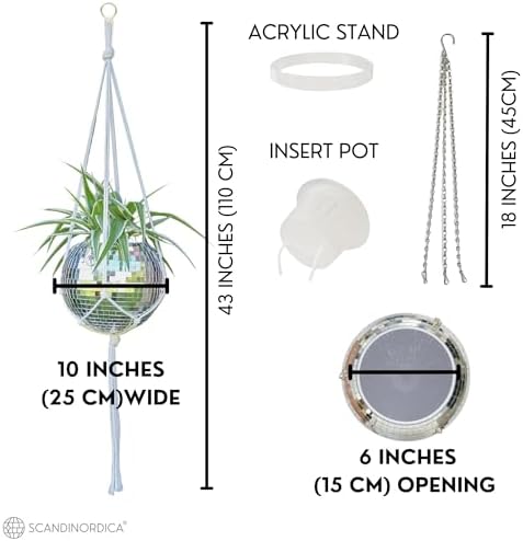 SCANDINORDICA Disco Ball Planter, Value Package, 10-inch Silver - Image 3