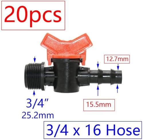 20pcs Drip Irrigation Valve 4/7 3/8/10/12/16/20 /25mm Pipe Garden Tap 1/2" 3/4" Male Thread Water Hose Barb Connector(O) - Image 2