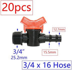 20pcs Drip Irrigation Valve 4/7 3/8/10/12/16/20 /25mm Pipe Garden Tap 1/2" 3/4" Male Thread Water Hose Barb Connector(O) - Image 2