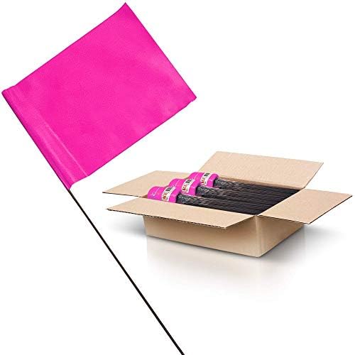 Pink Marking Flags 1000 Pack - 4x5x15 Inch Pink Flags for Yard - Markers For Lawn, Irrigation, Landscaping, Survey & Sprinkler Head Marking by ACESupply