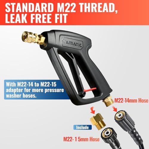 YAMATIC Pressure Washer Gun and 50FT Hose M22-14mm & M22-15mm with Wand - Image 4