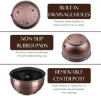 Monarch Abode Garden Hose Holder with Lid – Decorative Water Hose Holders for Outside, Smooth Metal Antique Copper Pot with Drainage, 100ft Waterhose Holder for Outside, Garden Storage Caddy - Image 5