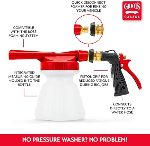 Griot's Garage Brilliant Finish Foaming Sprayer, Car Wash, SUV, RV, Boat, Vehicle, Foam Gun for Garden Hose, Soap Cannon, 32 Oz Bottle, 51140 - Image 5