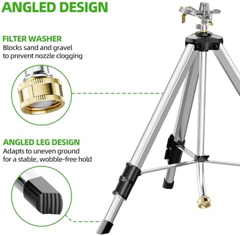 SPECILITE Brass Impact Tripod Sprinkler for Yard Lawn Garden Irrigation - Image 5