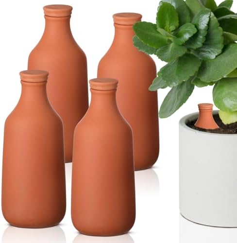 DoubleFill Ollas Terracotta Watering Pots, 32 oz, 4 Pcs by DoubleFill
