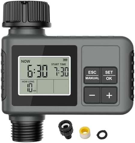 Sprinkler Timer, Programmable Digital Water Timer for Garden Hose, 1-360 Min & 1-15 Day Settings, Rain Delay & Manual Mode, IPX5 Water Proof, 3/4in Male Thread by Unknown