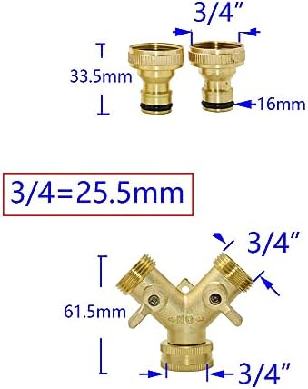 Plumbing Fittings Ball Valve Hose Connectors Brass Female 3/4" to 2-Way Tap 5/8" Nipple Water Splitter Male Y Garden Quick Connector Irrigation 1pcs (Color : Style(Style B) - Image 2