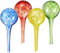Relaxdays Set of 4 Glass Watering Globes, H x D: 15 x 6 cm, Watering Balls for Plants, Watering Aid Holiday, Colourful by Relaxdays