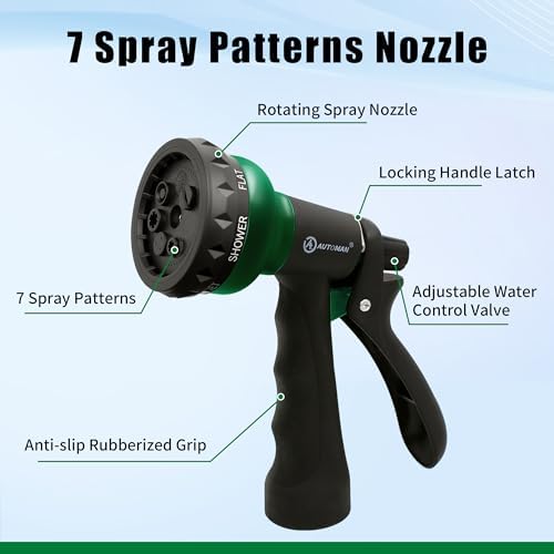 AUTOMAN Coil Garden Hose 50 ft, EVA Curly Water Hose with Brass Connectors, Recoil Garden Water Hose,Includes 7-Pattern Function Sprayer,Retractable,Corrosion Resistant Garden Coil Hose. - Image 3