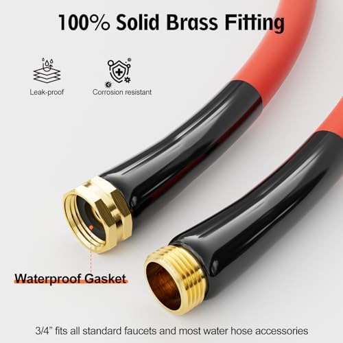 5/8" x 50FT Hot/Cold Rubber Garden Water Hose, -50℉ to 190℉ - Image 4