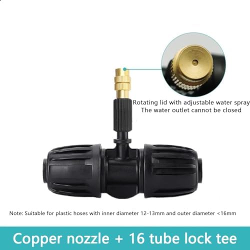 Adjustable Flow Brass Spray Nozzle + Connector Drip Irrigation Nozzle Outdoor Botanical Garden Courtyard Greenhouse Cooling Spray System 50pc Copper Nozzle+8/11 Lock tee - Image 3