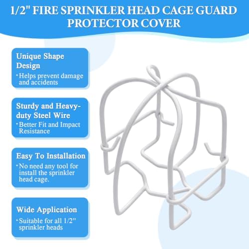 Shimeyao 16 Pcs White 1/2" Fire Sprinkler Head Cage Guard Protector Cover Watering Equipment System Sprinkler Bracket for Pendent Upright Horizontal Sidewall Double Hook Ceiling Mount - Image 3
